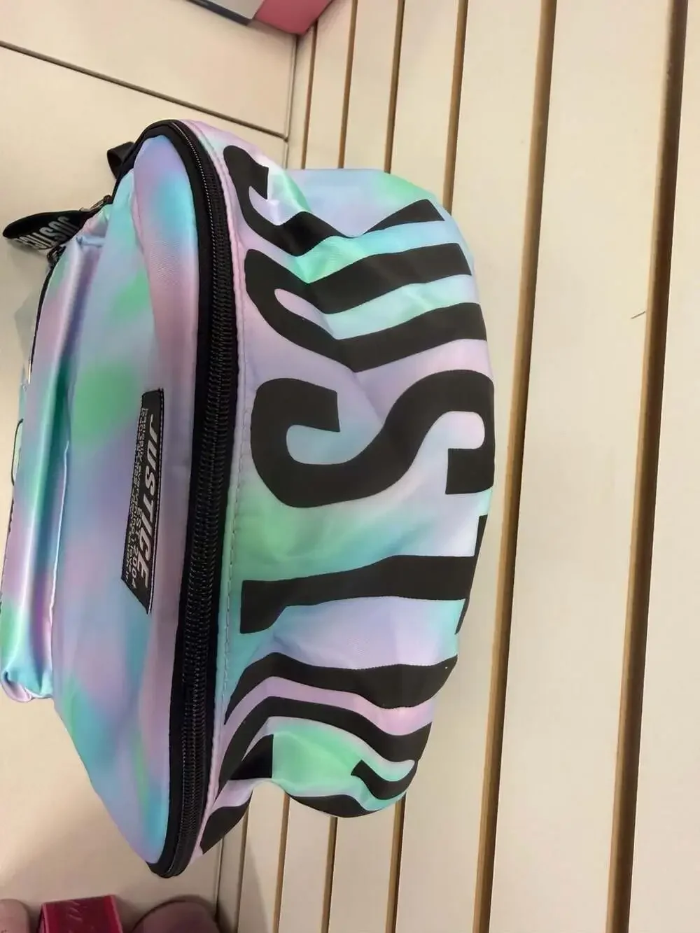 Justice Initial 'C' Pastel Tie-Dye Backpack with Iridescent Pocket NWT
